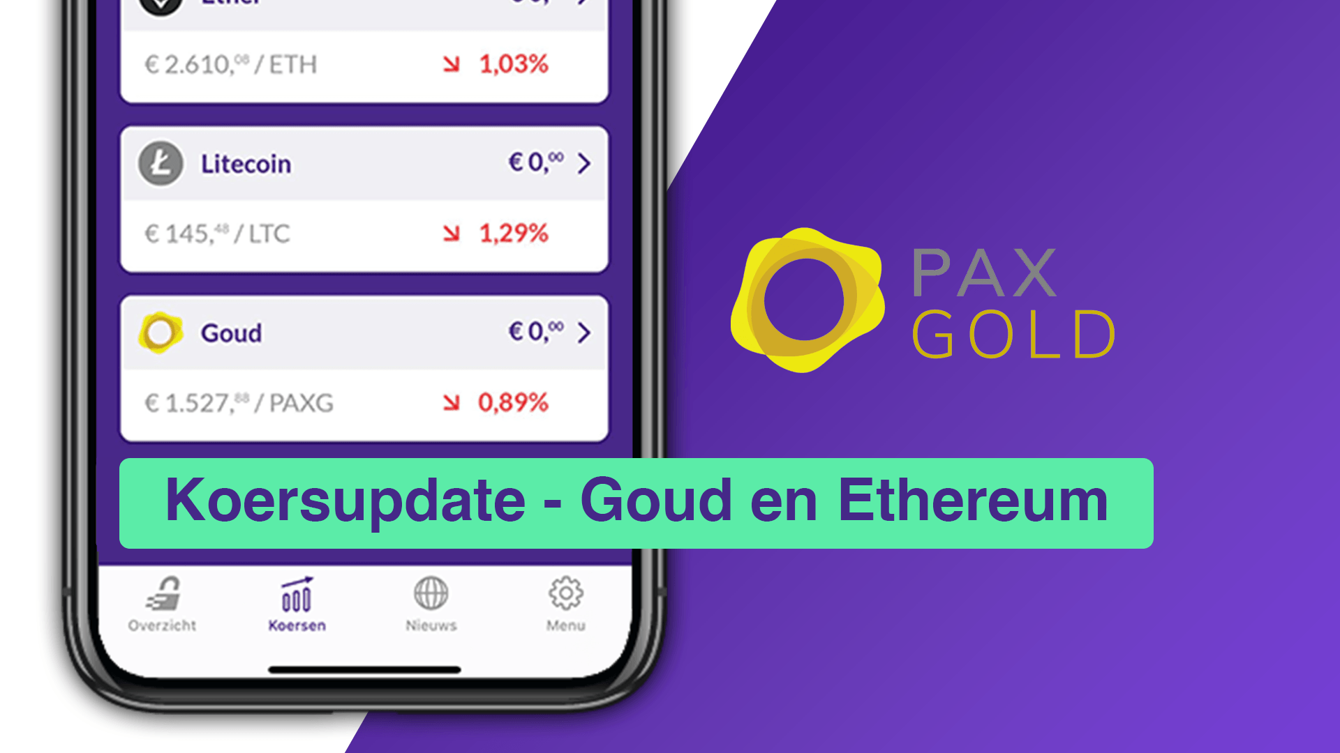 Koersupdate, Goud en Ethereum